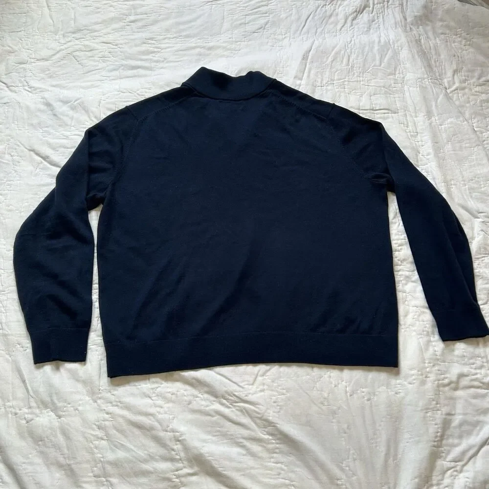 Banana Republic Merino Wool Sweater Men’s XL Navy Quarter Zip Pullover Preppy